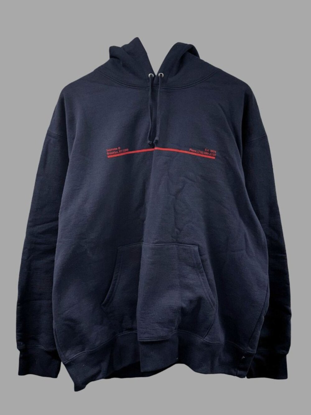 SUPREME F/W 2020 Shop New York Navy Hoodie Sz XL Hooded Sweatshirt Cotton